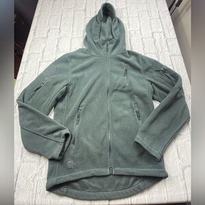 BAERSkin Tactical Fleece Jacket Gray Hood Full Zip Pockets Baerskin Men’s Sz M